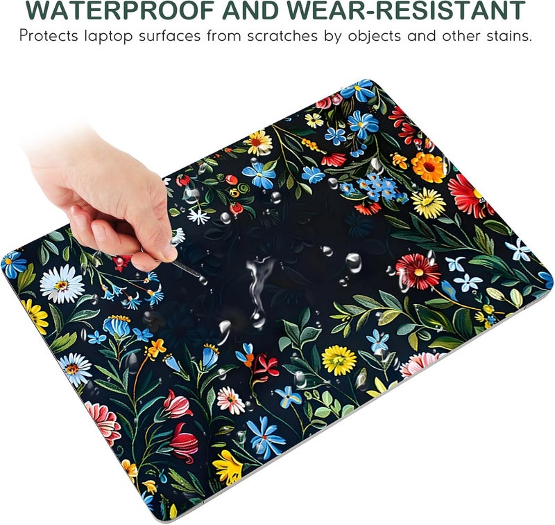 DINKY 11.6 13 13.3 14 15 15.6 inches Netbook Laptop Skin Sticker Reusable Protector Cover Case for Laptop Notebook Art Decorative, Blue and Red Flowers - Image 5